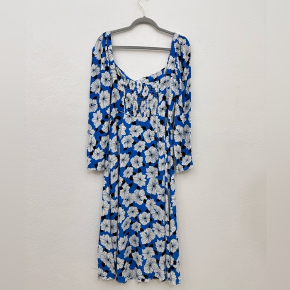 NEW $265 Reiss Square Neck Floral Midi Dress - Picture 7 of 11